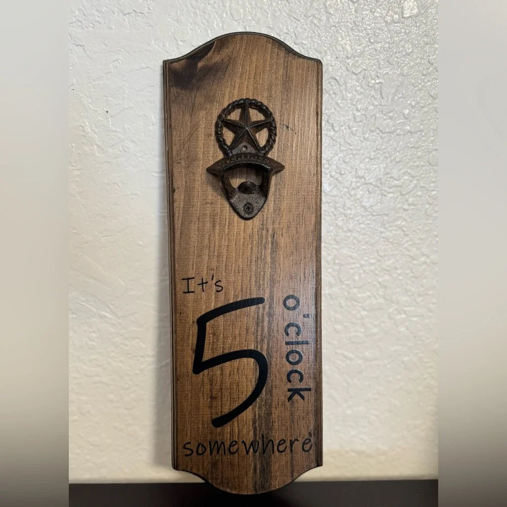 Rustic Brown Wall Bottle Opener